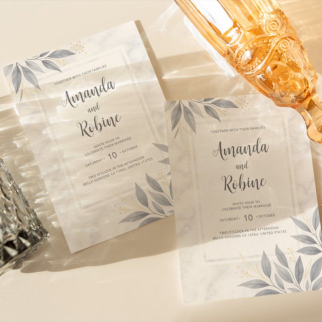 Modern Elegant Marble bröllopsinbjudan Inbjudningar (Skapare uppladdad)