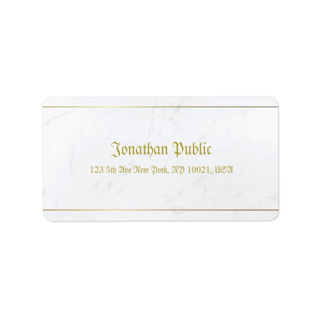 Modern Elegant Marble Guld Gamla Stil-calligrafi Adressetikett (Framsidan)