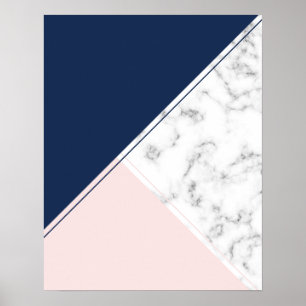 Modern elegant marble monogram poster