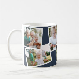 Modern elegant, marin blått multifotofamilj kaffemugg