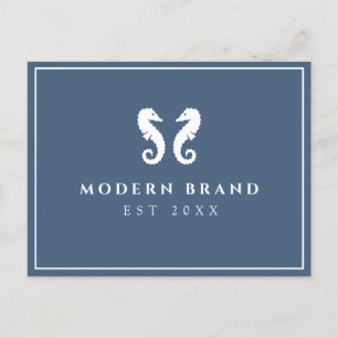 Modern Elegant Marin Sjöhäst Kustlig Varumärke Vykort