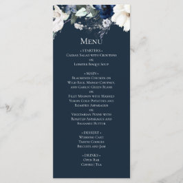 Modern Elegant, marinblå Bröllop Meny