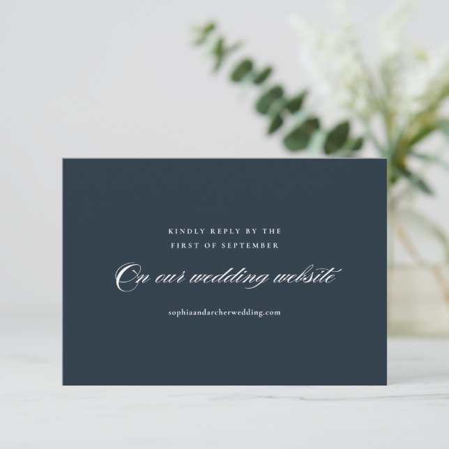 Modern Elegant Marinblå Minimalistisk Bröllop OSA Kort (Stående Fram)