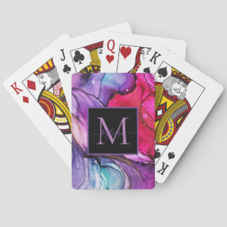 Modern Elegant Marled Monogram Namn Casinokort
