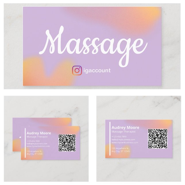 Modern Elegant Massage Terapeut QR-kod Visitkort (Modern Elegant Massage Therapist QR code Business Card
)