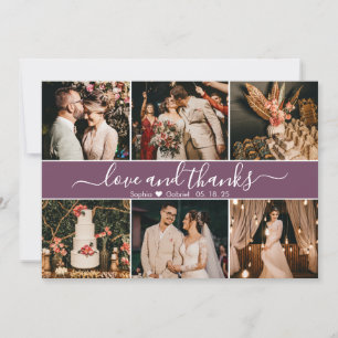 Modern Elegant Mauve Typografi Fotokollage Tack Kort