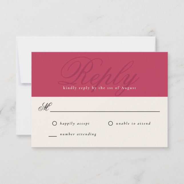 Modern Elegant med fet Magenta Minimal monogramOSA OSA Kort (Framsida)