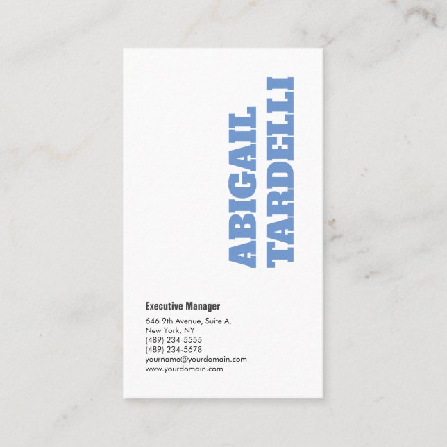 Modern Elegant med fetstil, vit minimalism Visitkort (Framsida)