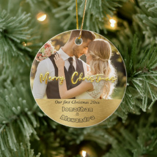 Modern Elegant med foto guld, första jul Julgransprydnad Keramik