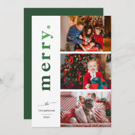 Modern Elegant Merry Ombre Grönt Photo Julkort