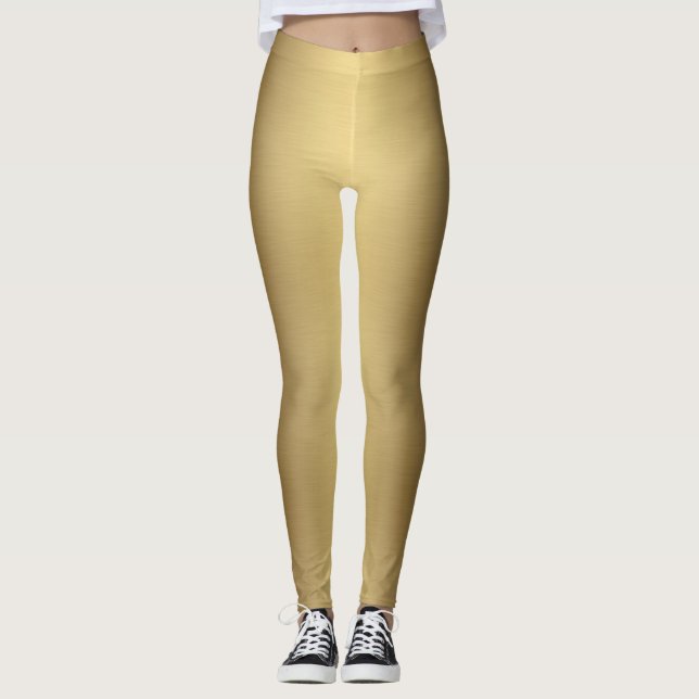 Modern Elegant Metallic Ombre Solid Guld  Leggings (Framsida)