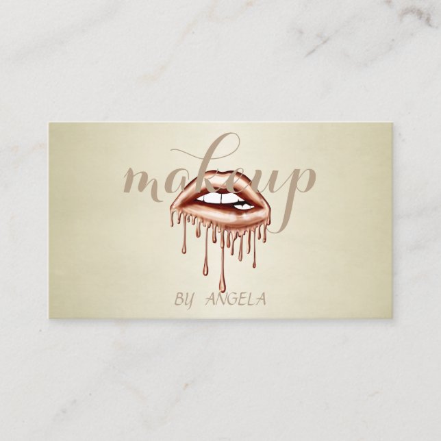 Modern Elegant Metallisk Läppstift med Droppande E Visitkort (Framsida)