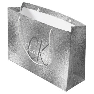 Modern elegant metallmonogram i silver