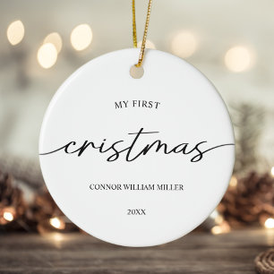Modern Elegant Min första Baby-minimala jul Julgransprydnad Keramik