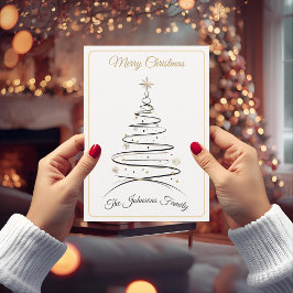 Modern Elegant Minimal Christmas Tree Card Julkort