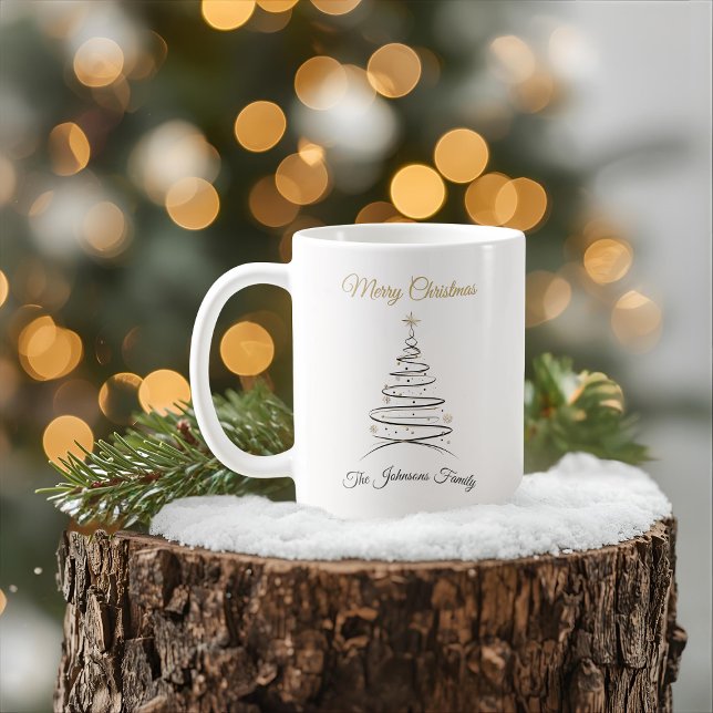 Modern Elegant Minimal Christmas Tree Mug Kaffemugg (Skapare uppladdad)