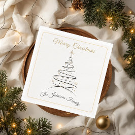 Modern Elegant Minimal Christmas Tree Napkin Pappersservett