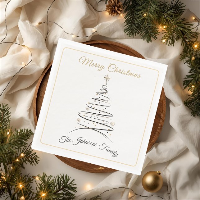 Modern Elegant Minimal Christmas Tree Napkin Pappersservett (Skapare uppladdad)