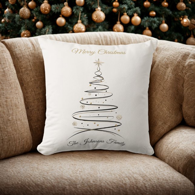 Modern Elegant Minimal Christmas Tree Pillow Kudde (Skapare uppladdad)