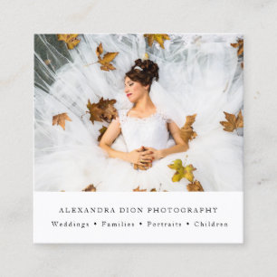 Modern elegant - minimal fotograf av bröllop fyrkantigt visitkort