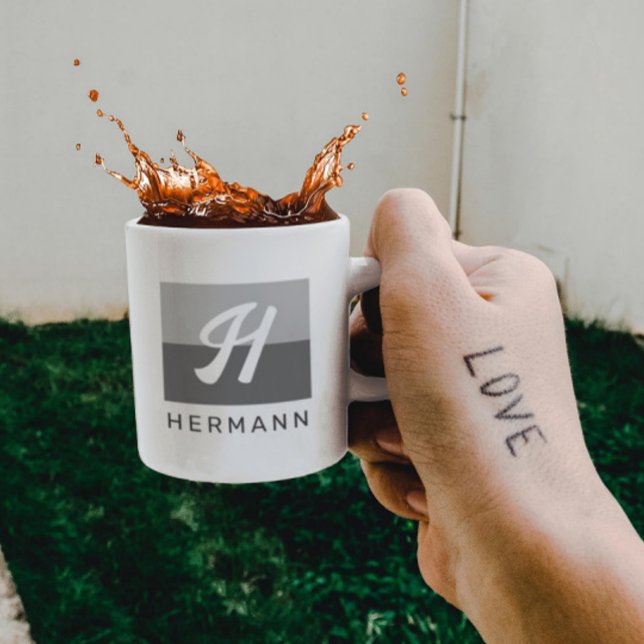 Modern Elegant, minimal initialstart och Namn Gråt Kaffemugg (Skapare uppladdad)