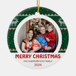 Modern Elegant Minimal julfamilj 2 foto Julgransprydnad Keramik