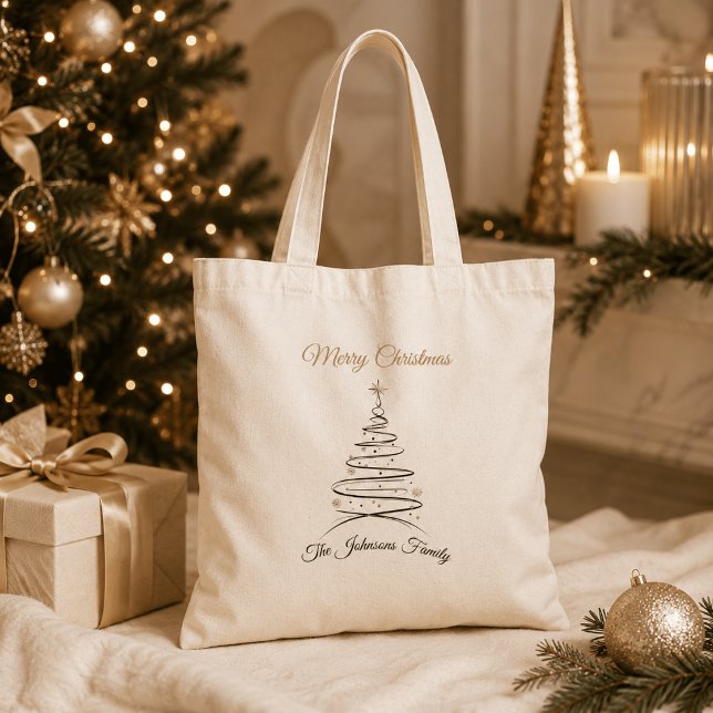 Modern Elegant Minimal Julgran Toteväska Tygkasse (Skapare uppladdad)
