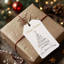 Modern Elegant Minimal Julpresentetikett