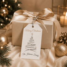 Modern Elegant Minimal Julpresentetikett