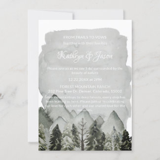 Modern Elegant Minimal Mountain White Font Bröllop Inbjudningar