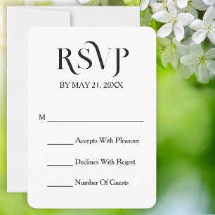 Modern Elegant Minimal Vit Bröllops RSVP-kort OSA Kort