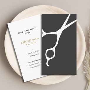 Modern Elegant Minimal vit Grått Hair Stylist Visitkort