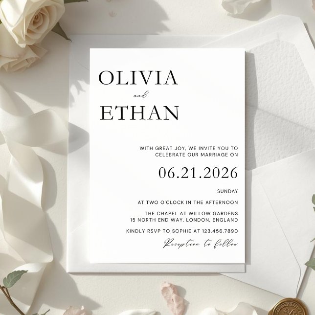 Modern Elegant Minimal Wedding Invitation Inbjudningar (Skapare uppladdad)