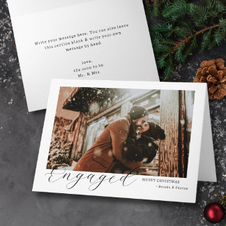 modern elegant minimalist Engagerad jul foto Helgkort
