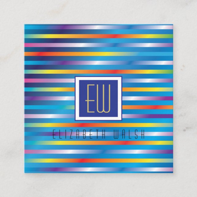 Modern Elegant Minimalist Gradient Linjer Design Fyrkantigt Visitkort (Framsida)