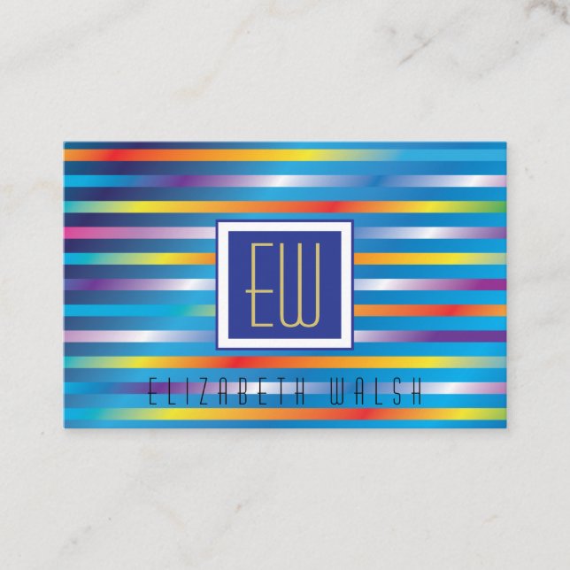 Modern Elegant Minimalist Gradient Linjer Euro Sto Visitkort (Framsida)