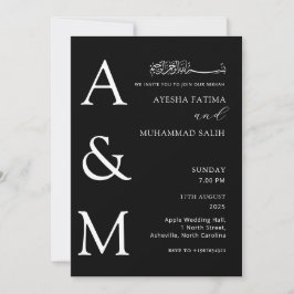 Modern Elegant Minimalist Islamic Nikkah Bröllop Inbjudningar