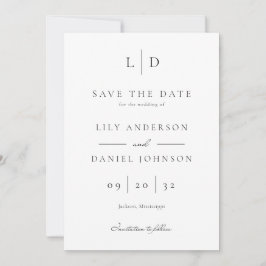 Modern Elegant Minimalist Monogram Bröllop Spara Datumet