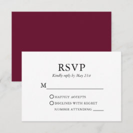 Modern Elegant - minimalistisk Bröllop Burgundy OSA Kort