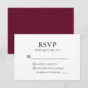 Modern Elegant - minimalistisk Bröllop Burgundy OSA Kort