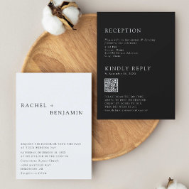 Modern Elegant Minimalistisk Bröllops-QR-skanning Inbjudningar