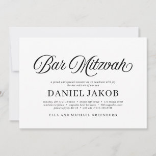 Modern Elegant Minimalistisk Enkel Bar Mitzvah Inbjudningar
