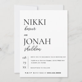 Modern Elegant, minimalistisk och ren Bröllop Inbjudningar