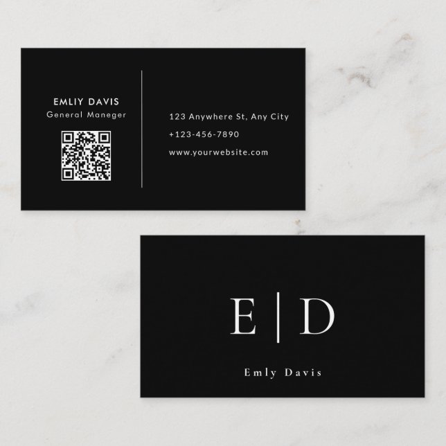 Modern Elegant Minimalistisk QR-kod Namnkort (Fram/baksida)