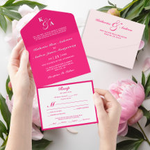 Modern Elegant Minimalistisk Rosa Monogram Bröllop