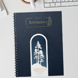 Modern Elegant - minimalistisk skog Guld Deep Blue Anteckningsbok