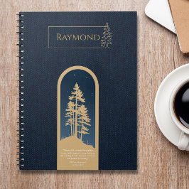 Modern Elegant - minimalistisk skog Guld Deep Blue Anteckningsbok