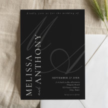 Modern Elegant minimalistisk svart och vit Bröllop