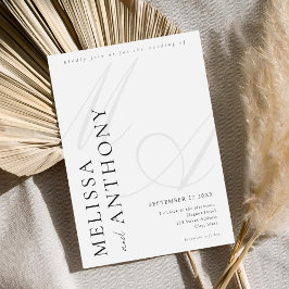 Modern Elegant minimalistisk svart och vit Bröllop Inbjudningar