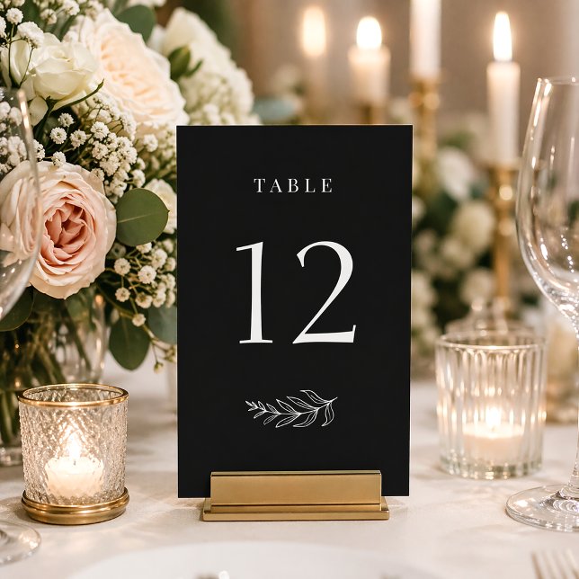 Modern Elegant Minimalistisk Svart & Vit Bröllop Bordsnummer (Skapare uppladdad)